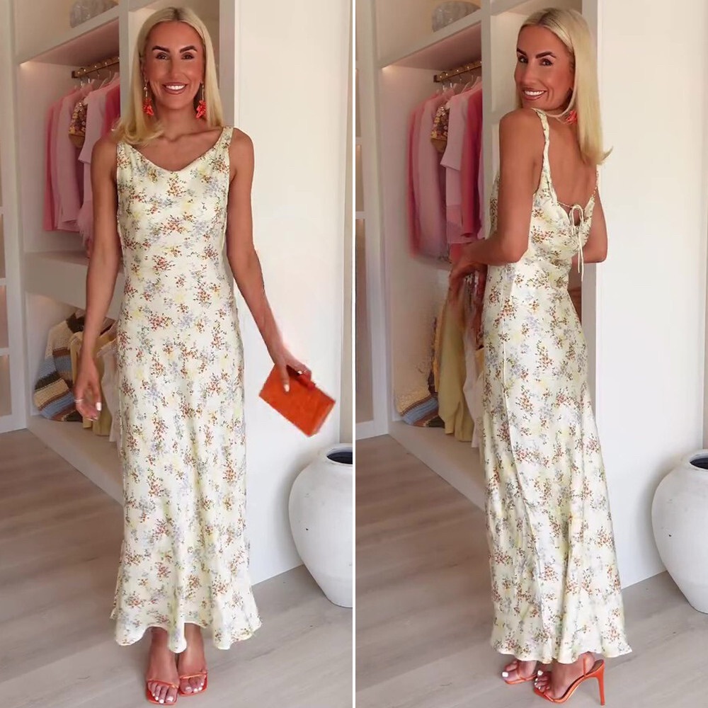 ๐(NWT) ZARA Bloggers Fav ZW Collection Printed Floral Satin Dress. Size XL. - Picture 1 of 14